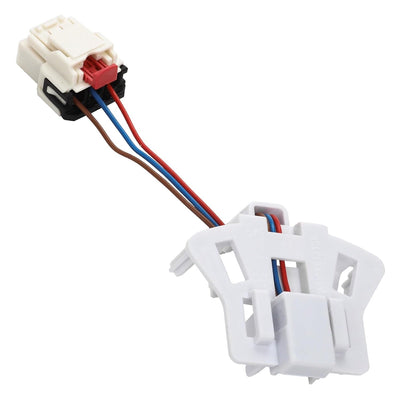 WH03X32158 washer speed sensor with wiring harness and white plastic mounting bracket for GE and Hotpoint washers.