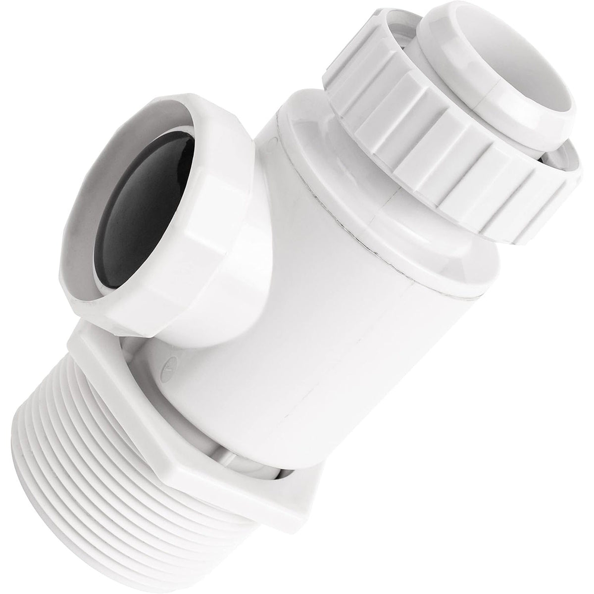 White pool cleaner UWF connector assembly for pressure-side pool cleaners.