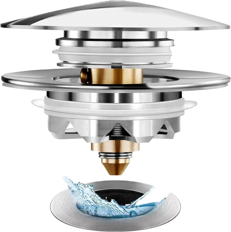 US Standard Pop-up Bathtub Drain Stopper with Hair Catcher