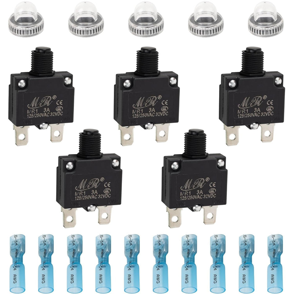 5-pack 3Amp Thermal Circuit Breaker 125/250V
