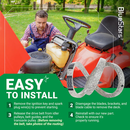 Instructional graphic for installing 954-04208A upper drive belt on a riding lawn mower.