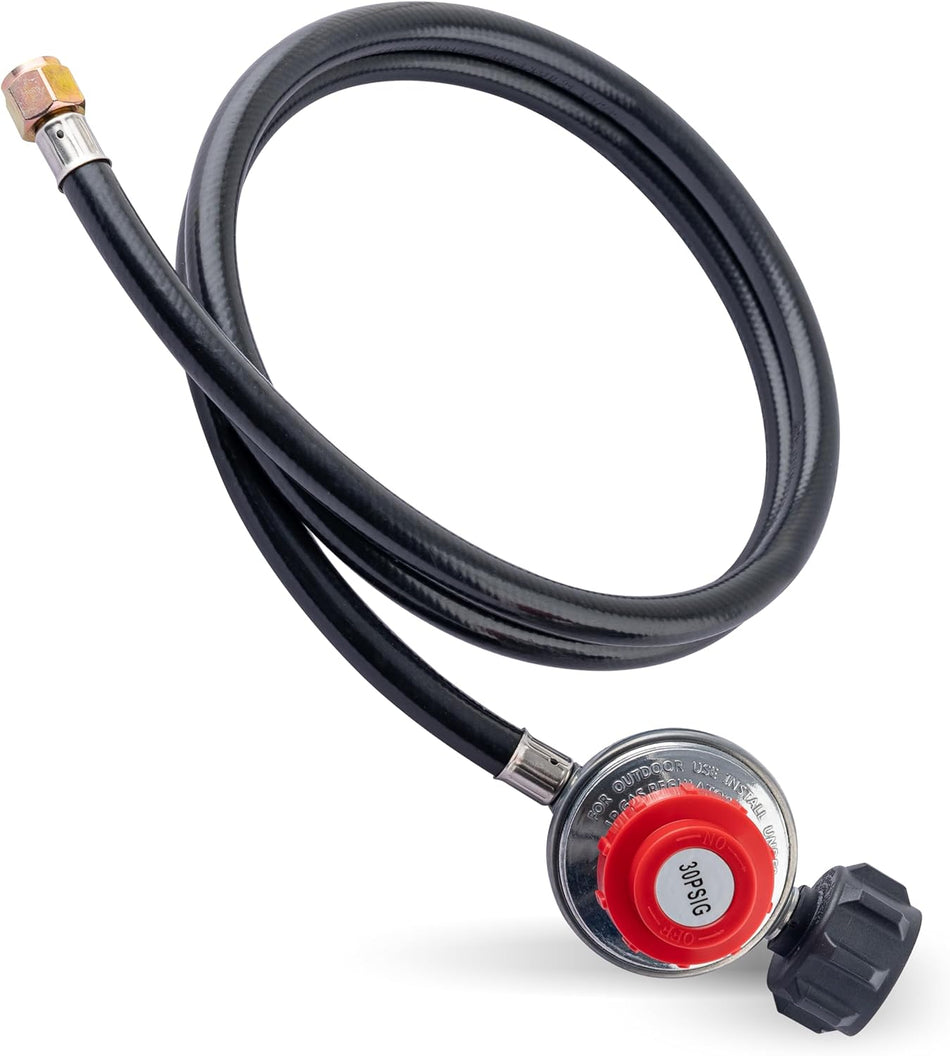 4FT 0-30 PSI Adjustable Propane Regulator with QCC1/Type1 x 3/8" Flare Hose