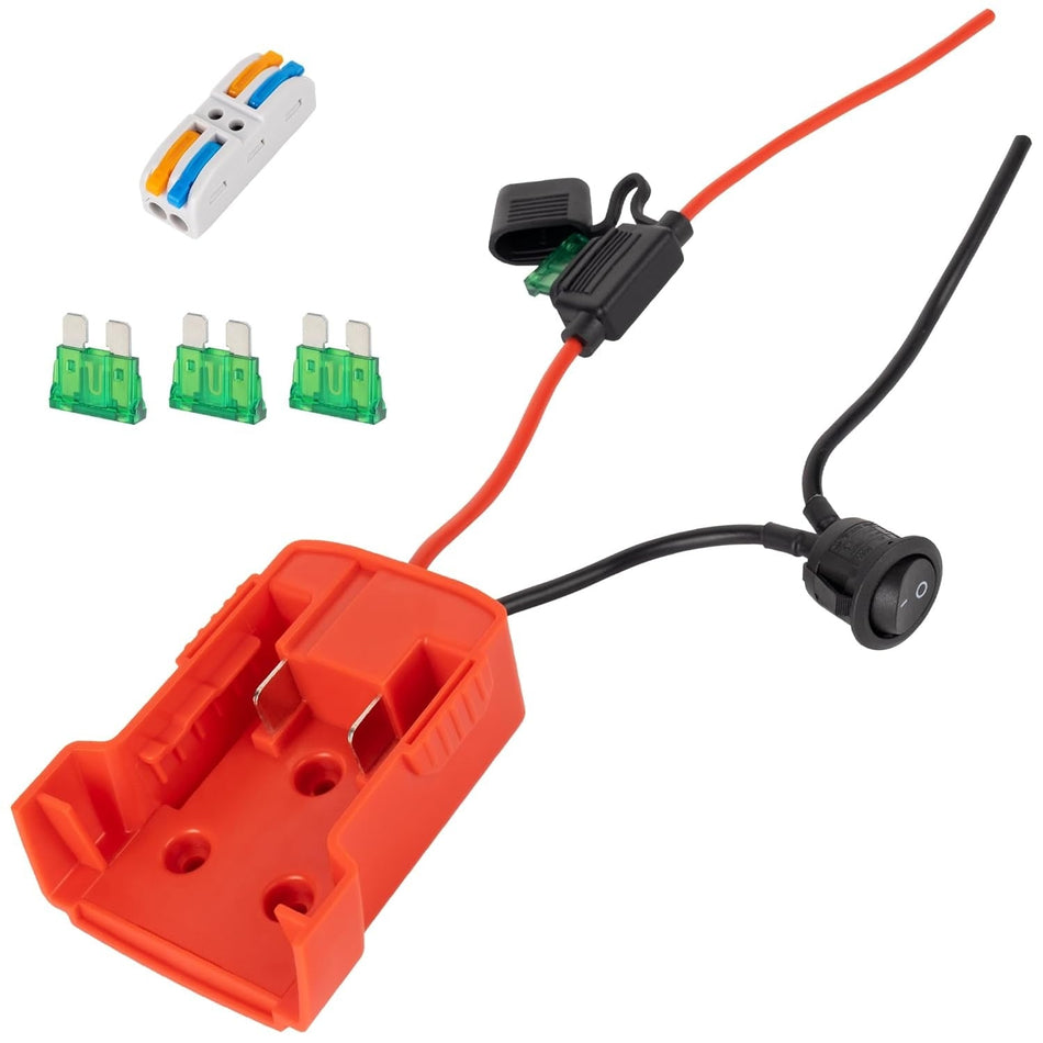 RED Power Wheels Adapter for Milwaukee M18 Power Wheels Battery Conversion Kit