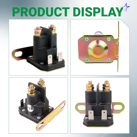 175566 Ignition Switch & AM138068 Starter Solenoid, product display showing the solenoid from four angles