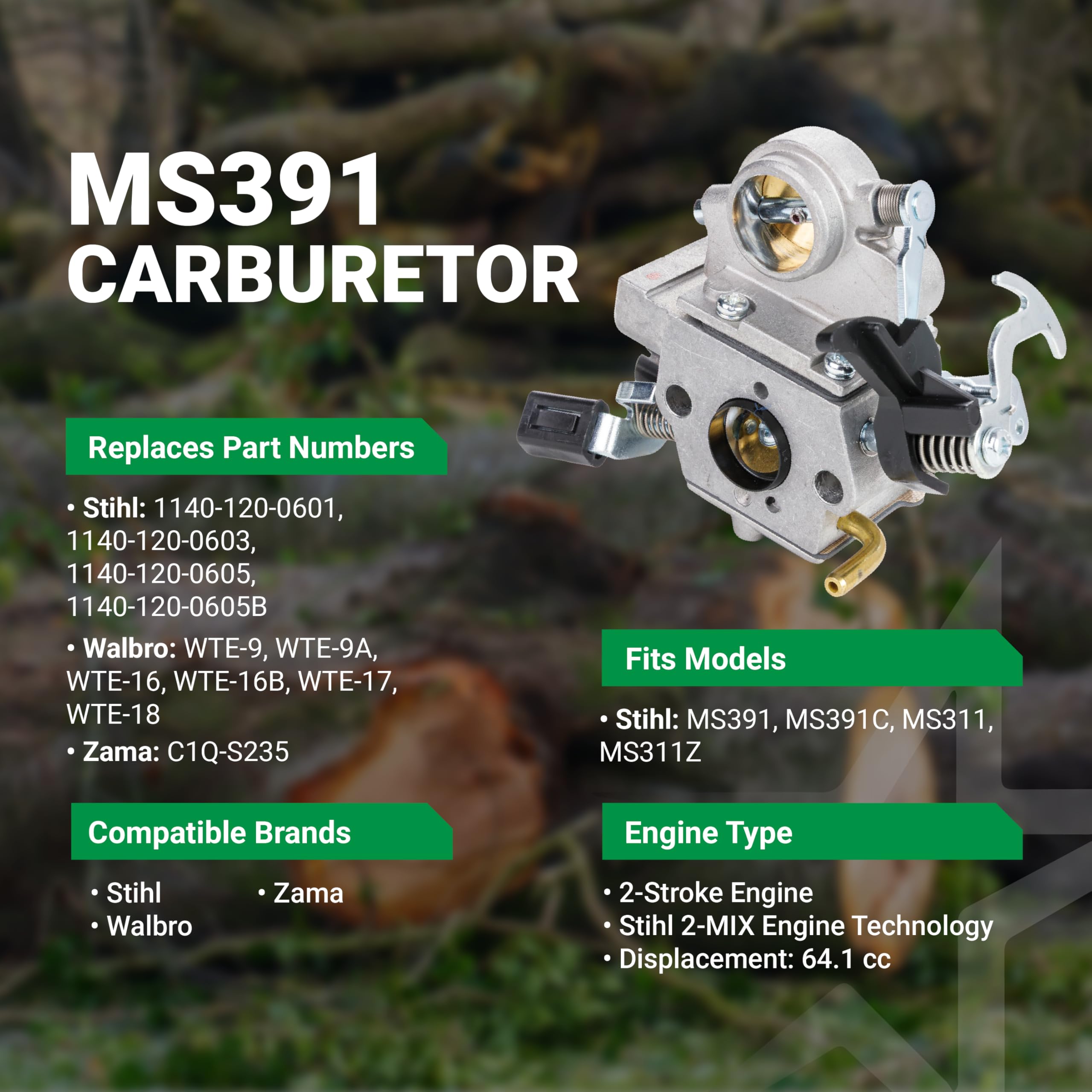 Stihl MS311 MS391 Carburetor Kit for Walbro WTE-9A WTE-17
