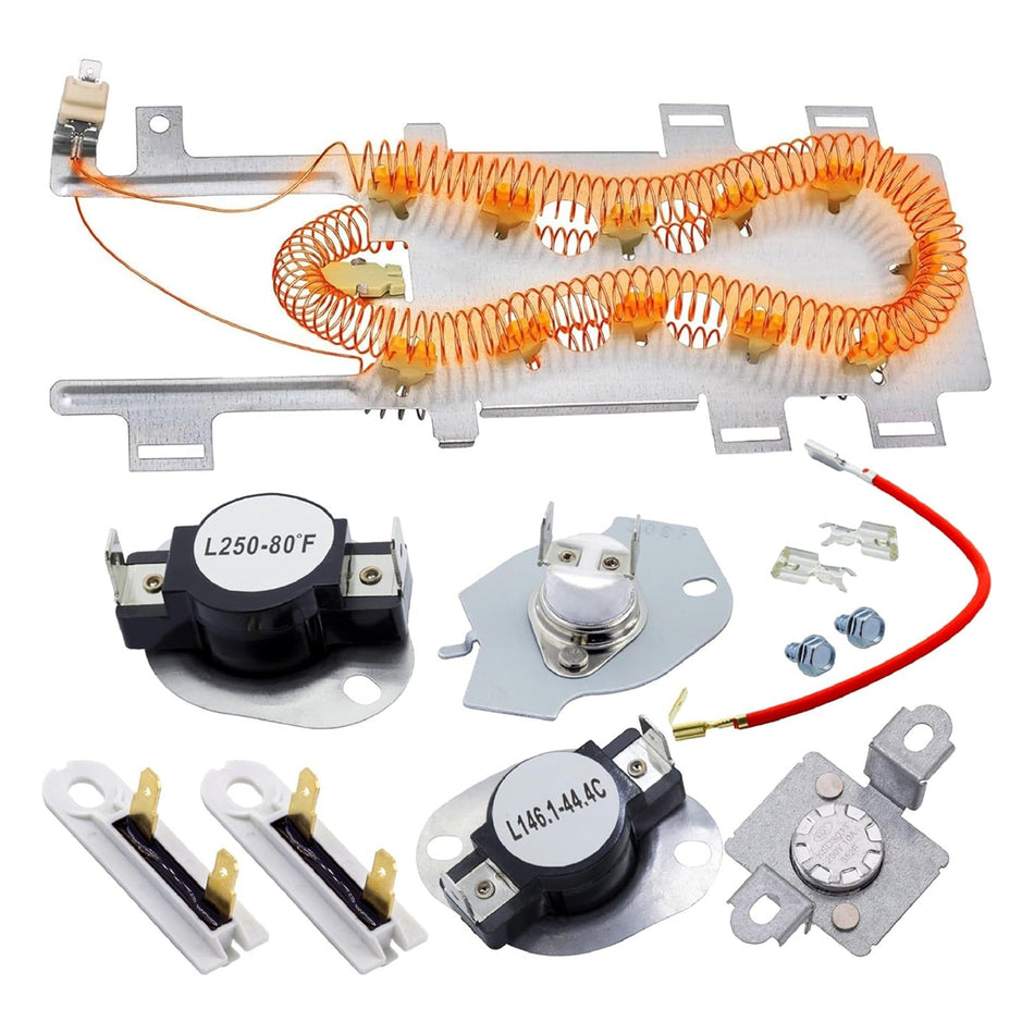 8544771 Dryer Heating Element, 279816 Thermal Cut-Off, 279973 3392519 Dryer Thermal Fuse
