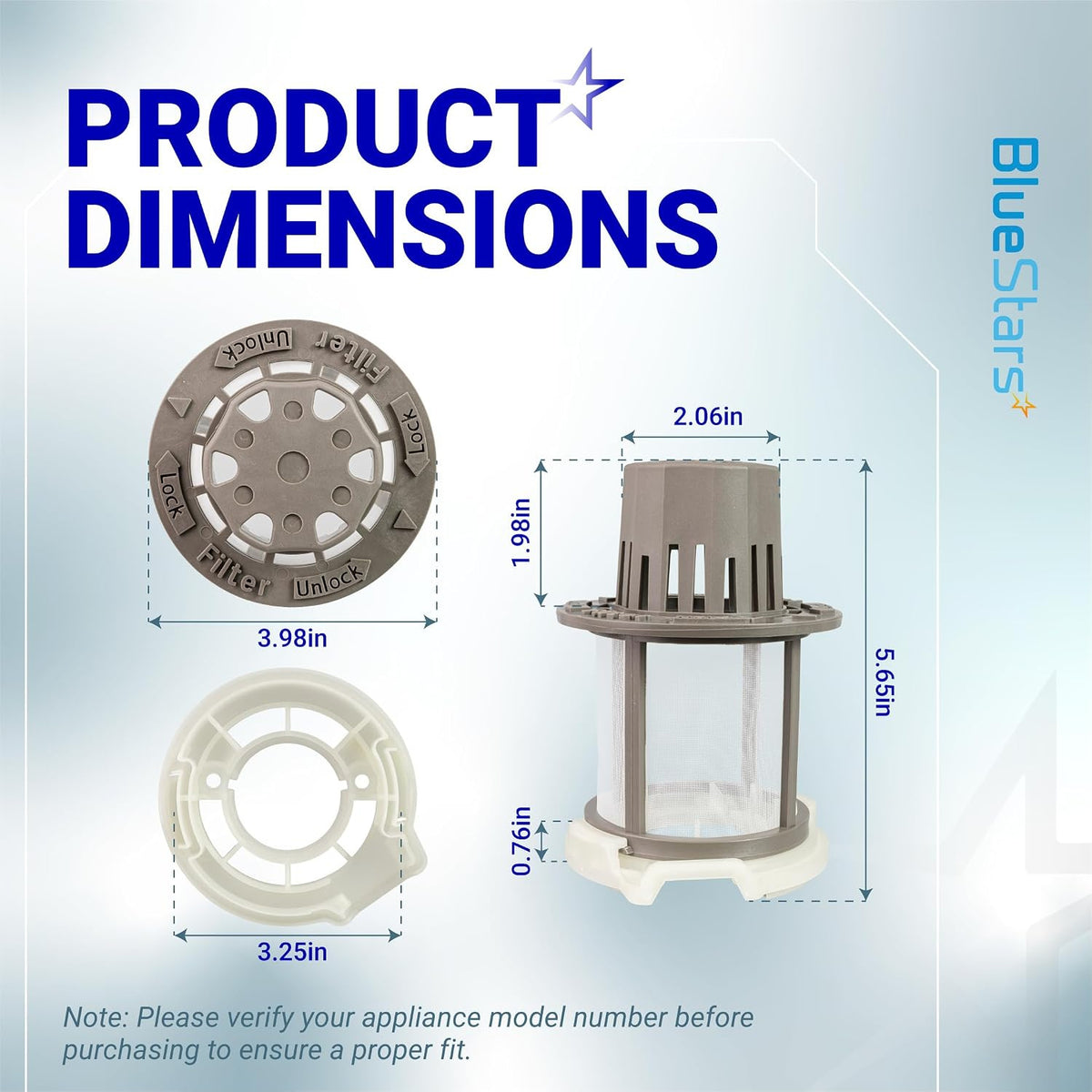 WD49X24057 dishwasher ultra fine filter kit showing product dimensions and filter component views