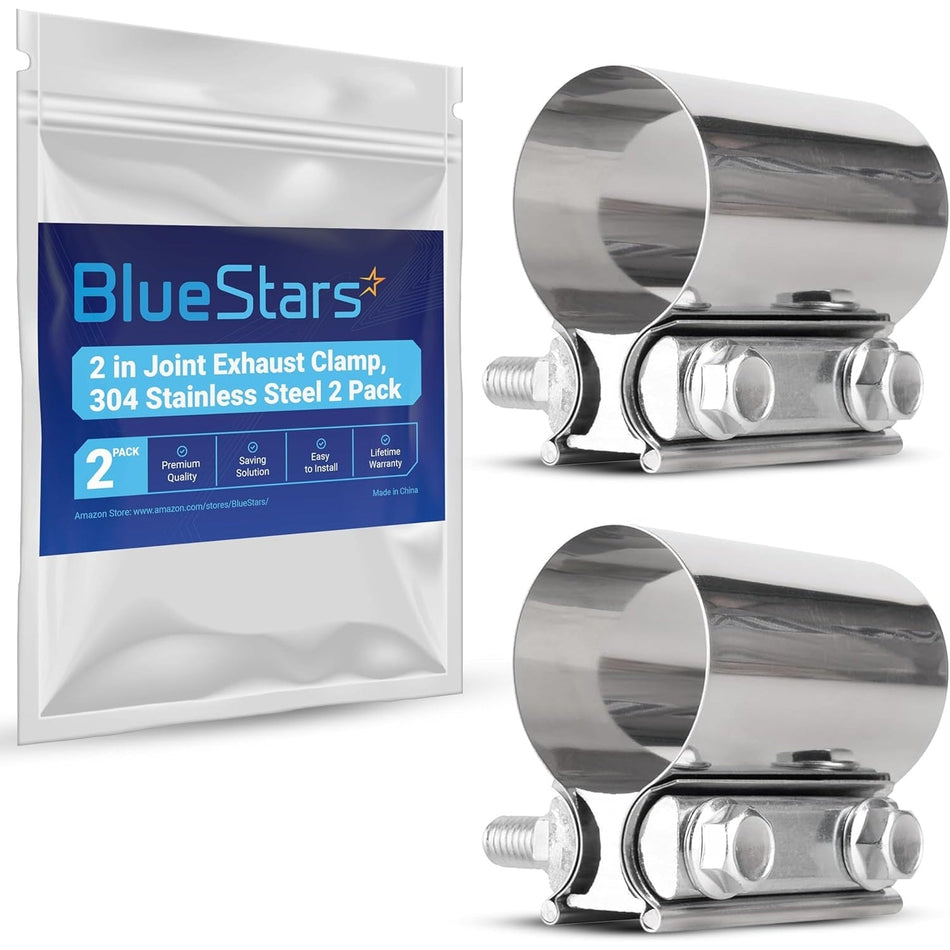 2" Exhaust Clamp Butt Joint Band Clamp - Pack of 2