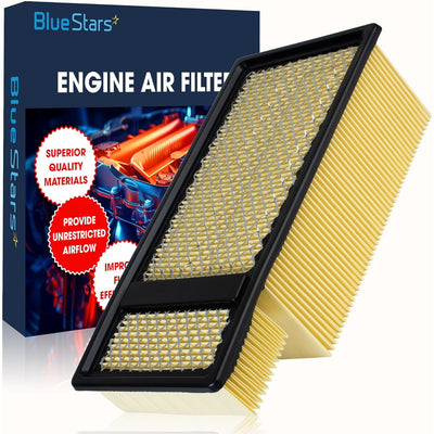 FA-1902 engine air filter for Ford 6.7L diesel trucks shown with its Blue Stars branded packaging box.