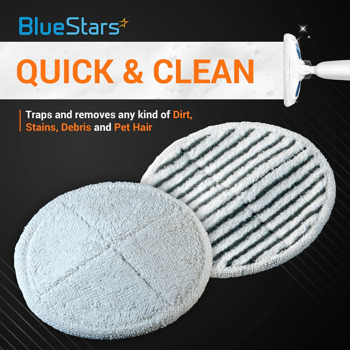 Soft and scrubby replacement mop pads for Bissell Spinwave hard floor cleaners.