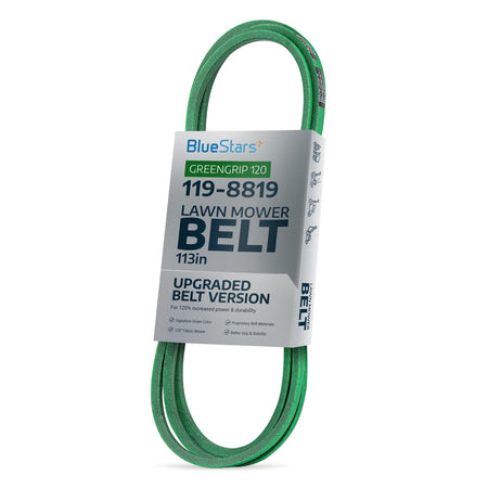 119-8819 green deck belt for Toro TimeCutter and Exmark Quest mowers in branded packaging.