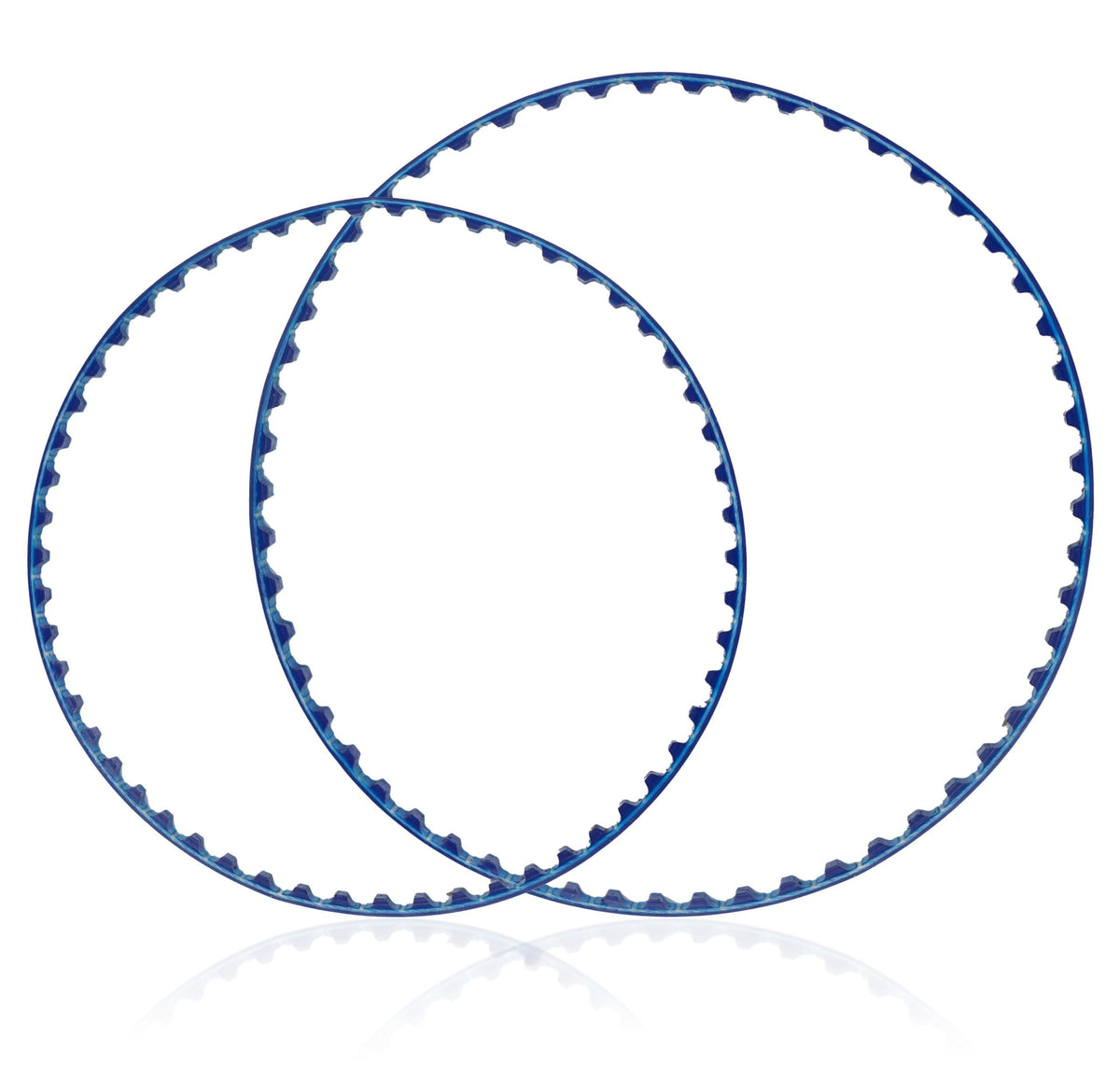 Small and large blue replacement belts for Polaris 360 and 380 pool cleaners.