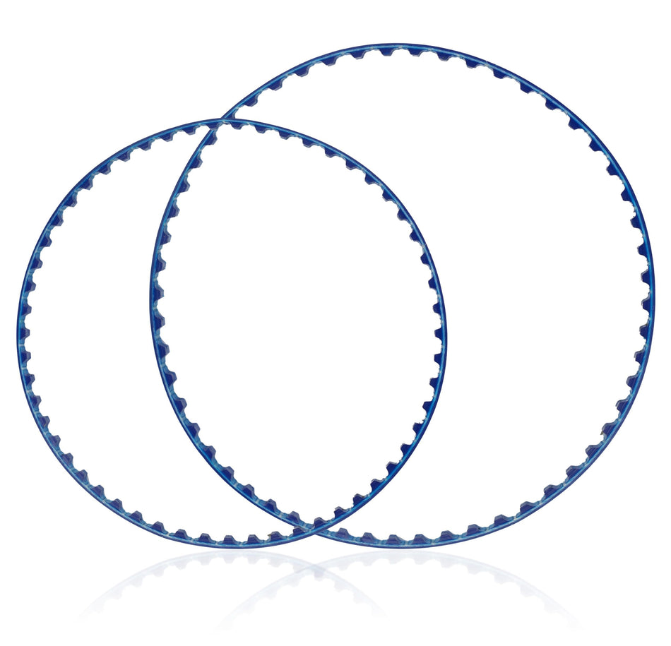Small and large blue replacement belts for Polaris 360 and 380 pool cleaners.