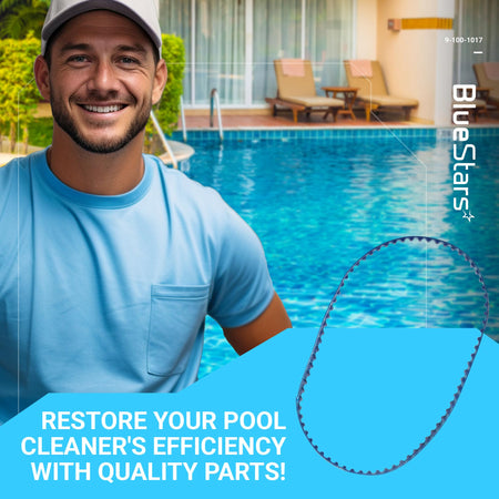 Replacement belt for Polaris 360 and 380 pool cleaners shown in a promotional graphic.