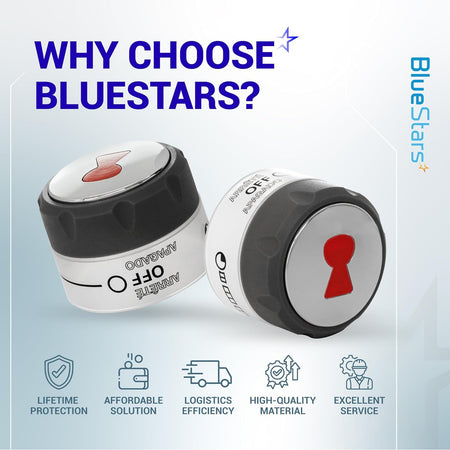 91538 Lighted Control Knobs Assembly 4-pack in a BlueStars promotional graphic with two knobs and benefit icons