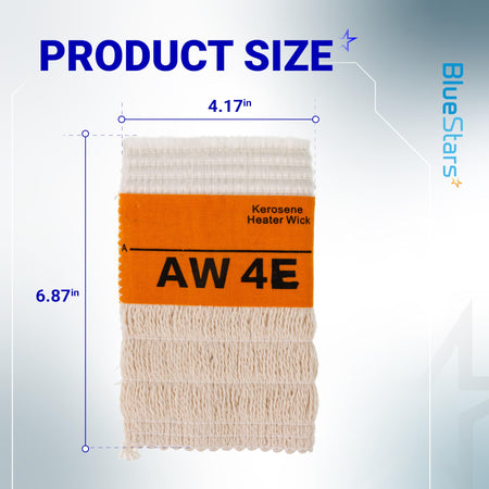 AW4E kerosene heater wick showing dimensions of 4.17 inches wide and 6.87 inches high.