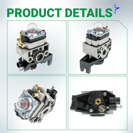 Multi-angle view of GX35 replacement carburetor for Honda string trimmers and brushcutters.