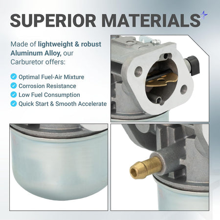15003-7061 Carburetor, product collage showing the carburetor body, fuel bowl, and brass inlet fitting