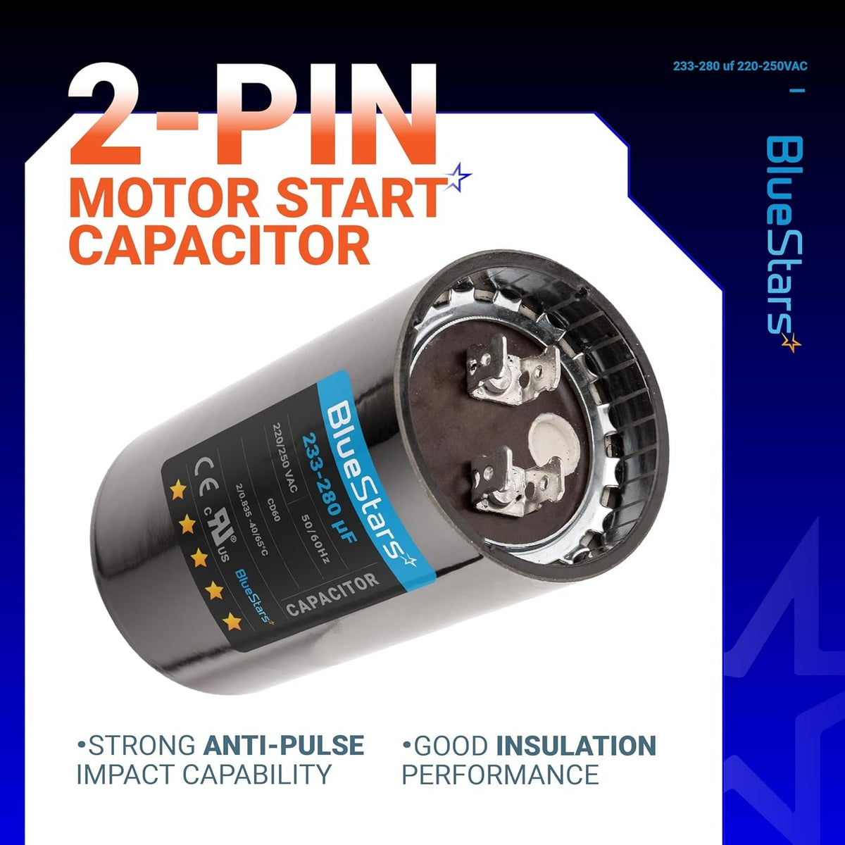 430-516 uf/MFD 220-250 VAC ±20% Volts Round Start Capacitor 50/60 Hz AC 430-516 uf/MFD 220-250 VAC ±20% Volts Round Start Capacitor 50/60 Hz AC