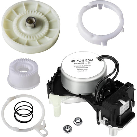 W10913953 Washer Shift Actuator & W10721967 Clutch Kit, actuator, clutch, gears, ring, spring and hardware shown