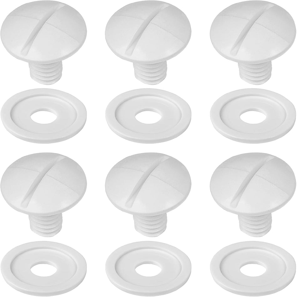 C-55 C55 White Plastic Wheel Screws - 6-pack