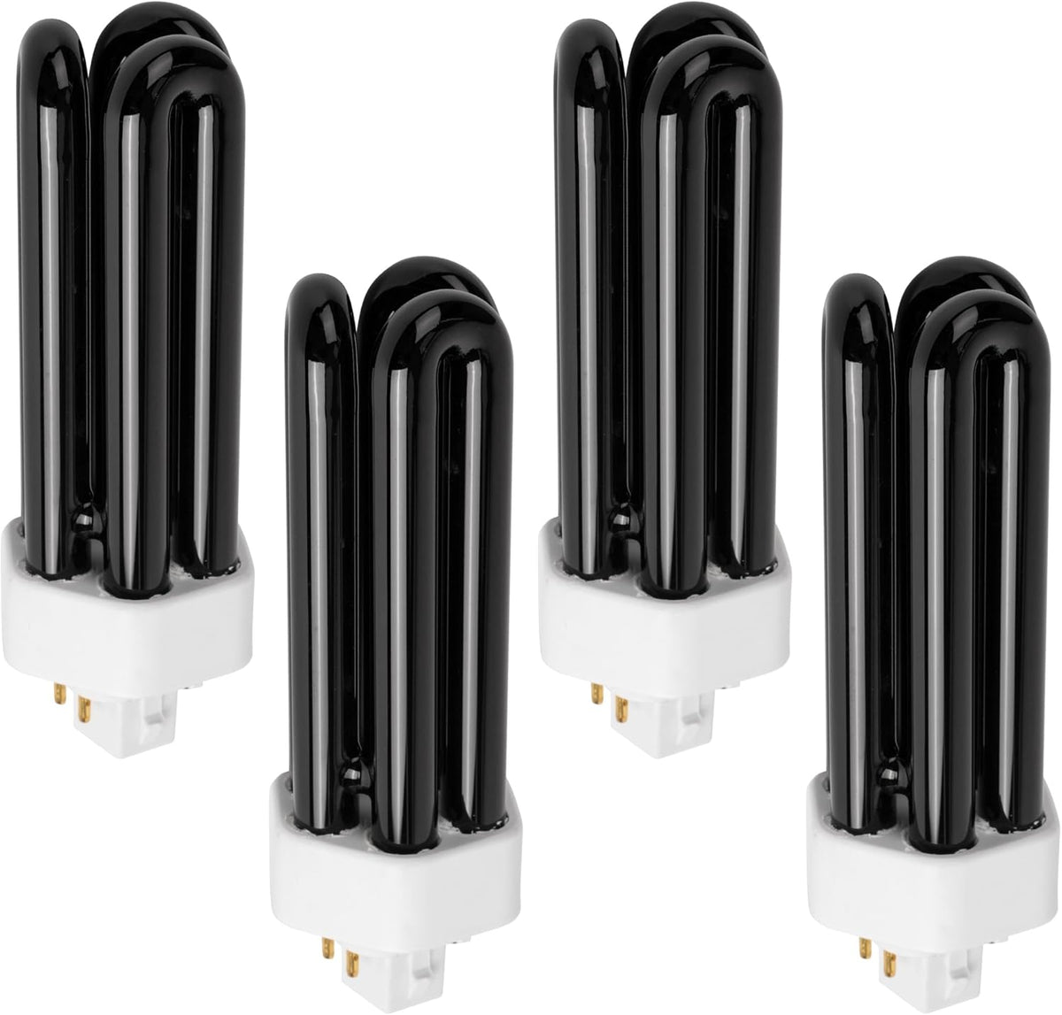 Set of four 26W 3U black light bulbs with 4-pin bases.