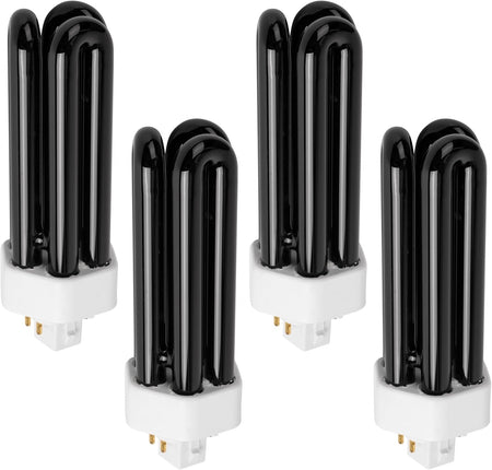 Set of four 26W 3U black light bulbs with 4-pin bases.