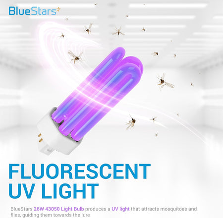 26W 3U 43050 4-pin UV fluorescent light bulb attracting mosquitoes and flies.