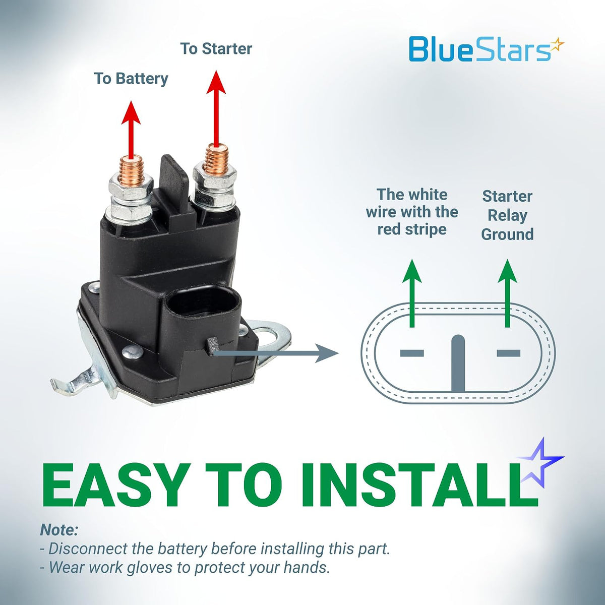 7CM-1241-212-51 Starter Solenoid wiring diagram shows battery and starter terminals and connector wire orientation