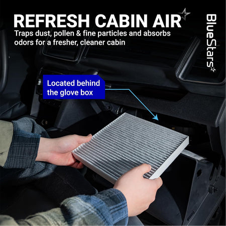Engine & Cabin Air Filter Combo for Toyota Tundra & Sequoia, cabin filter shown behind the glove box