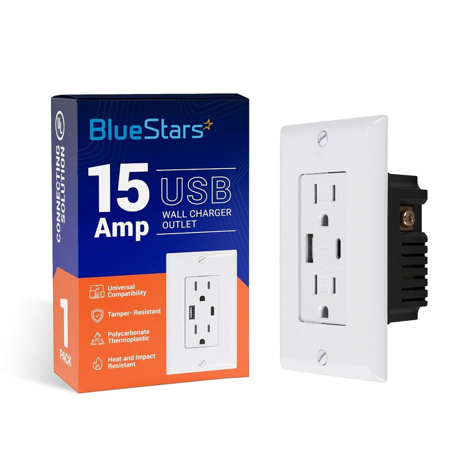 Electrical USB Wall Charger Outlet 15 Amp