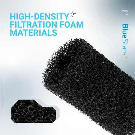 Close-up of 370017 sweep hose tail scrubber replacement showing high-density black filtration foam material.