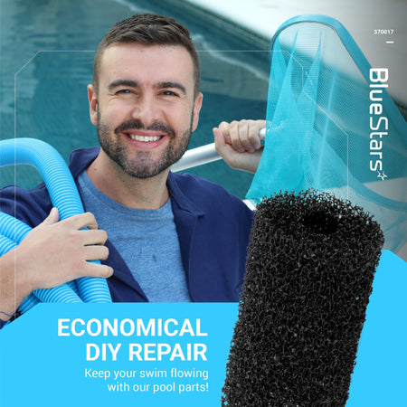 Close-up of a black 370017 sweep hose tail scrubber replacement for Pentair Legend pool cleaners.