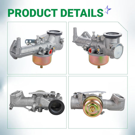 Multi-angle product detail view of 491590 carburetor for Briggs & Stratton vertical engines.