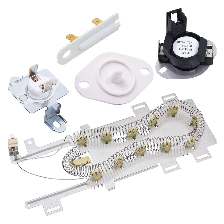 Heating Element Thermal Cut Off Kit Thermal Fuse Thermistor Dryer Repair Kit Compatible with Whirlpool Kenmore Dryers