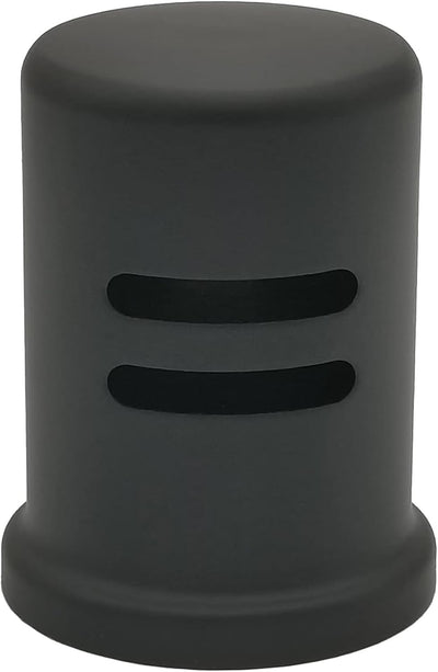 Matte black skirted dishwasher air gap cover, 2.47-inch height, front view.