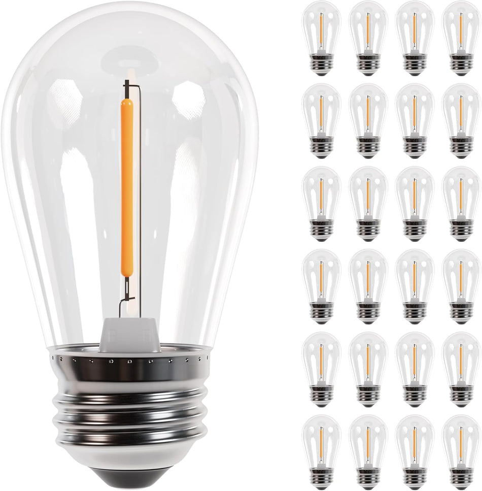 LED S14 Clear String Light Bulbs E26 1W - Pack of 24