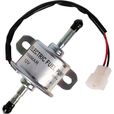 RC601-51352 12V electric fuel pump for Yanmar engines with wiring harness and connector.