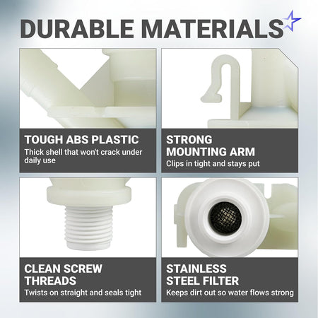 RV Toilet Valve Kit for Dometic 300 301 310 311 320 321 Toilets, durability features infographic
