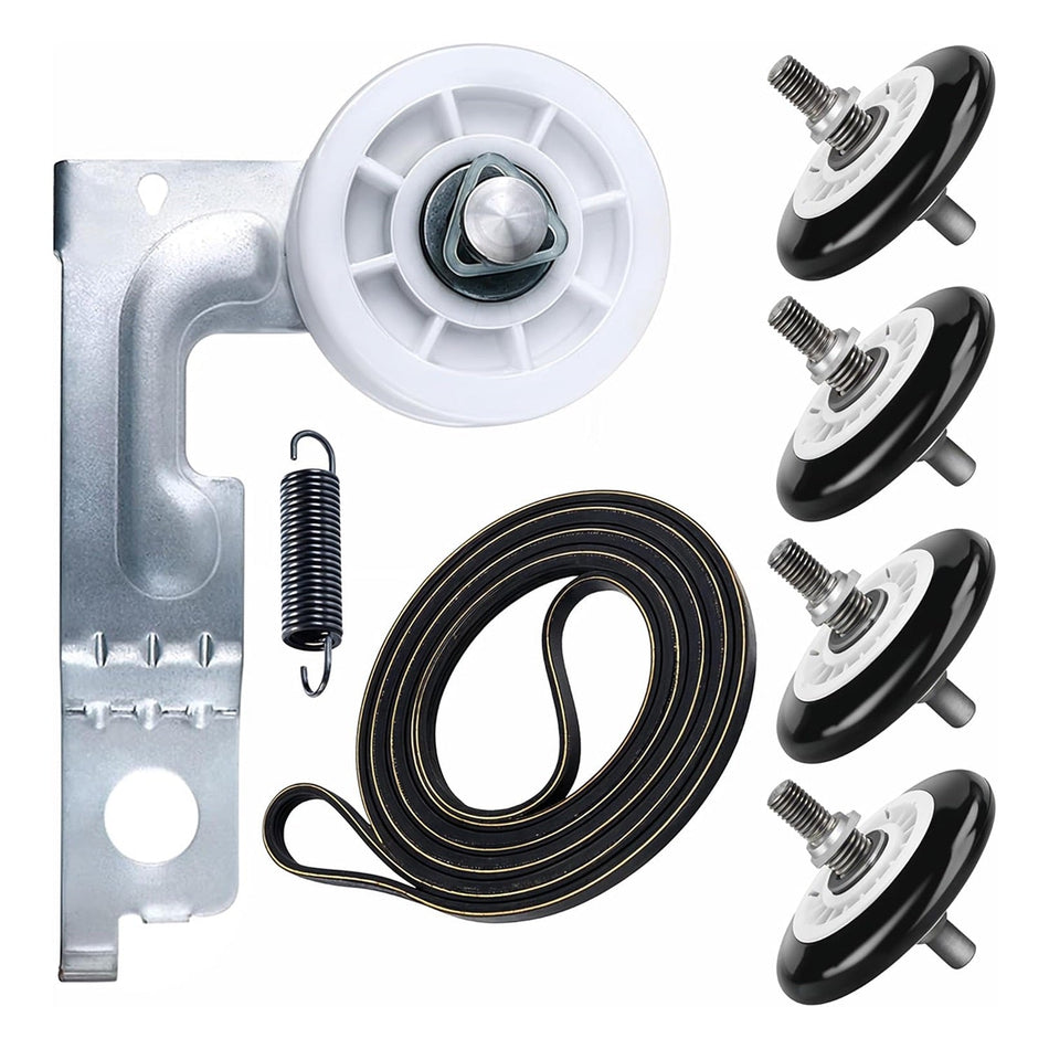 Dryer Roller Repair Kit Dryer Drum Roller Dryer Idler Pulley Belt and Spring Dryer Repair Kit Compatible with LG Kenmore Dryers