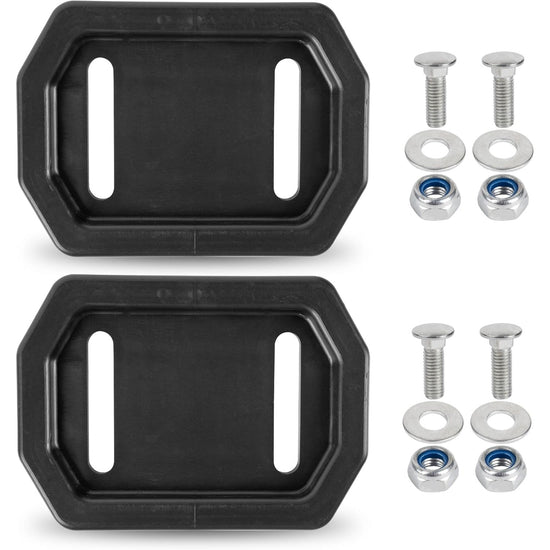 753-06206 snow thrower polymer slide shoe kit with two black slide shoes, four bolts, washers, and locking nuts.