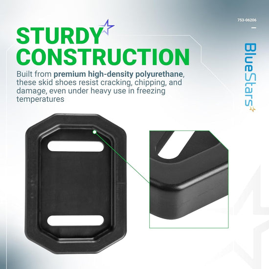 753-06206 snow thrower polymer slide shoe showing durable high-density construction and close-up detail.