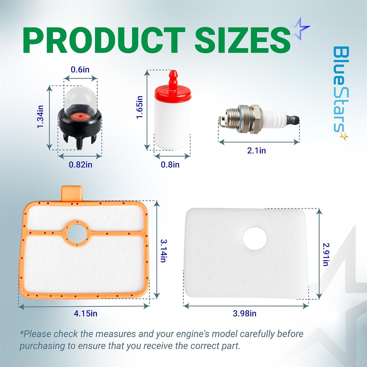 535316301 Air Filter 150BT product sizes diagram showing filter dimensions and included parts