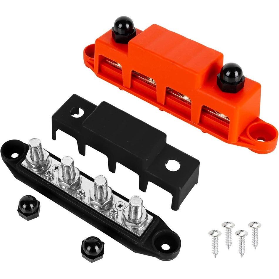 3/8" (M10) Bus Bar 250A 12V DC Max 48V DC, 3 x #8 Screws