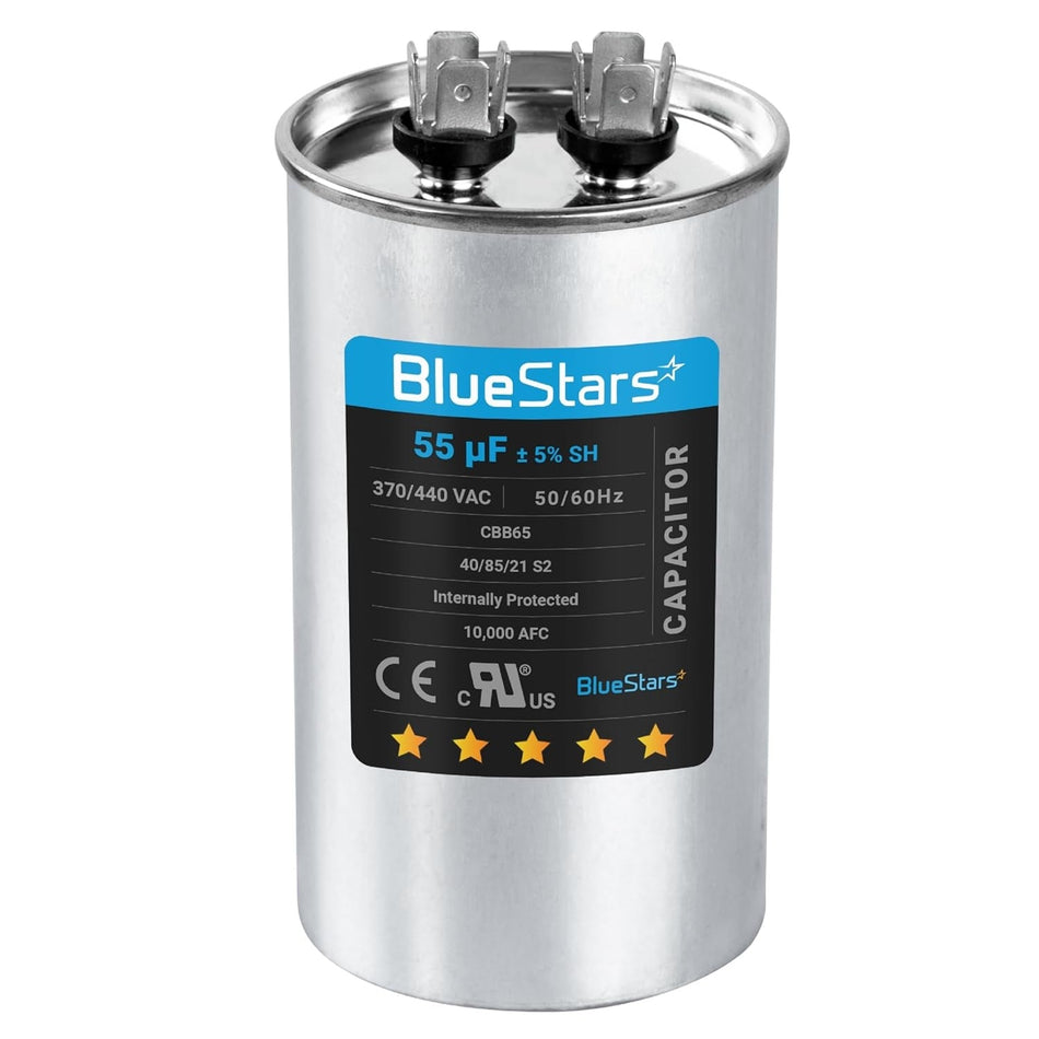 55 uF/MFD 370-440VAC Round Run Start Capacitor