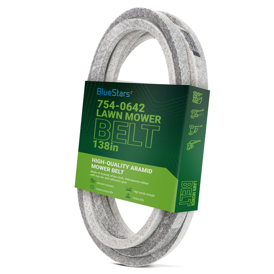 BlueStars 754-0642 replacement lawn mower deck belt in branded packaging for 54-inch deck mowers.
