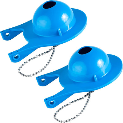 Two blue AquaSource toilet flappers with metal chains for 98923 replacement.