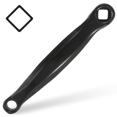 Black 170mm aluminum alloy bicycle left crank arm with diamond-shaped spindle hole.