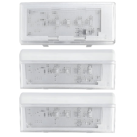 Three replacement refrigerator LED light modules for Whirlpool, Kenmore, and Maytag refrigerators.