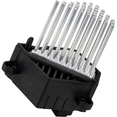 Blower motor resistor with metal cooling fins for automotive HVAC systems.